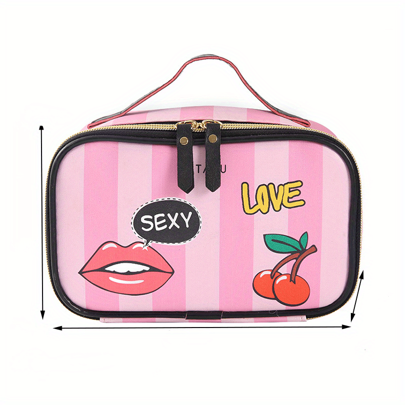 Striped Storage Bag Waterproof Makeup Bag Lightweight Travel Cosmetic Handbag