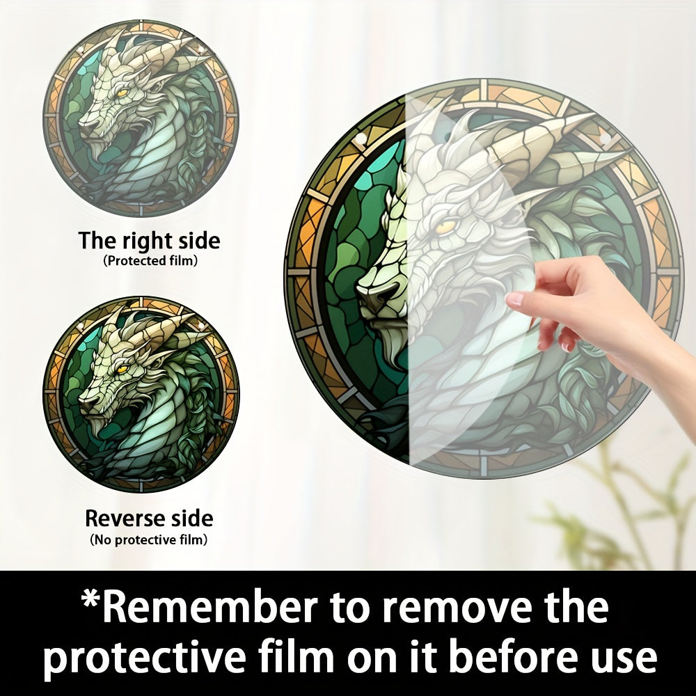 Acrylic Green Dragon Decorative Painting Round Plate