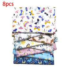 8pcs Cotton Twill Printed Fabric Patchwork Floral Bedding DIY Cloth