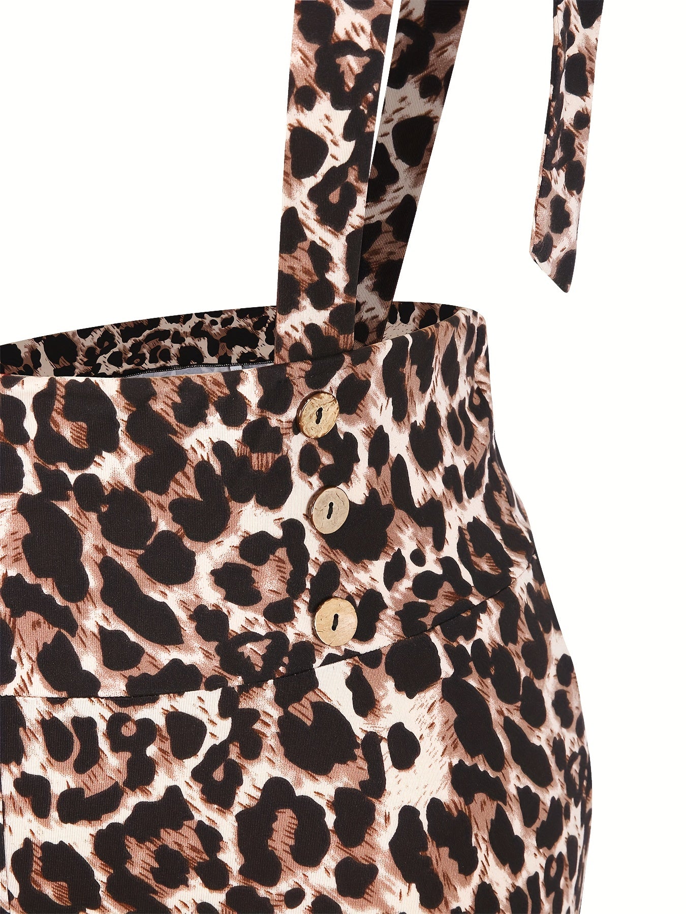  Leopard Print Wide Leg Jumpsuit