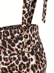  Leopard Print Wide Leg Jumpsuit