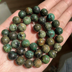 African Turquoise Round Loose Beads - 15 In