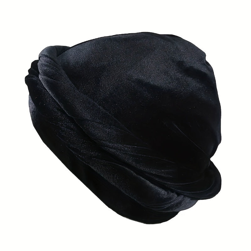 Mens Velvet & Satin Turban Hat Double Layer Ethnic Winter Headwear