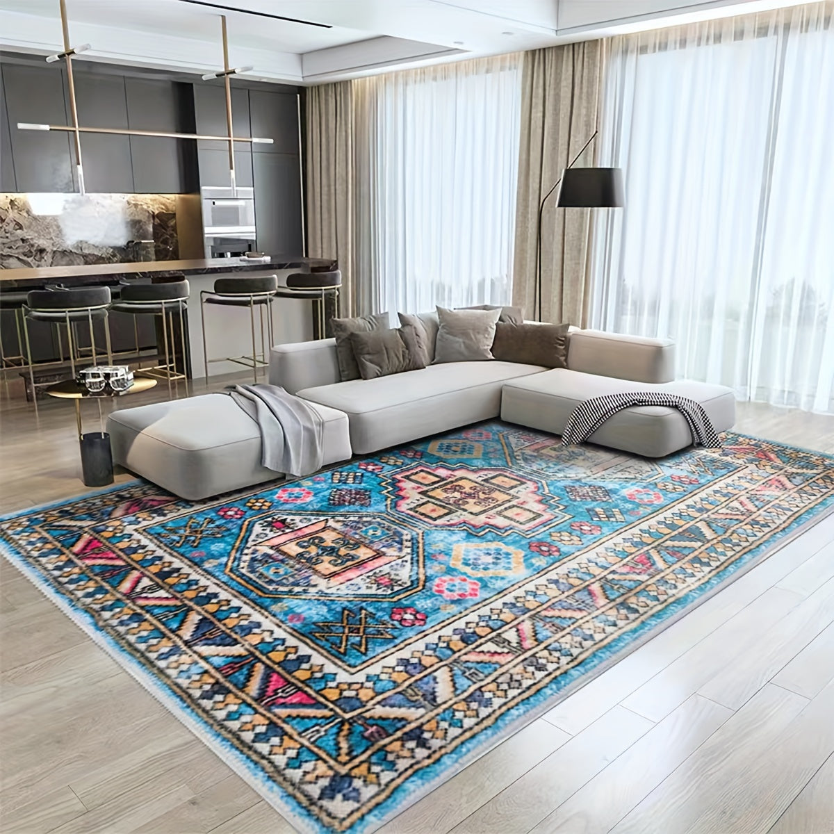 Retro Persian Cashmere Living Room Carpet Sofa Coffee Table Mat