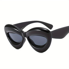 Y2K Inflated Cat Eye Sunglasses For Women Men Block Thick Lip Glasses