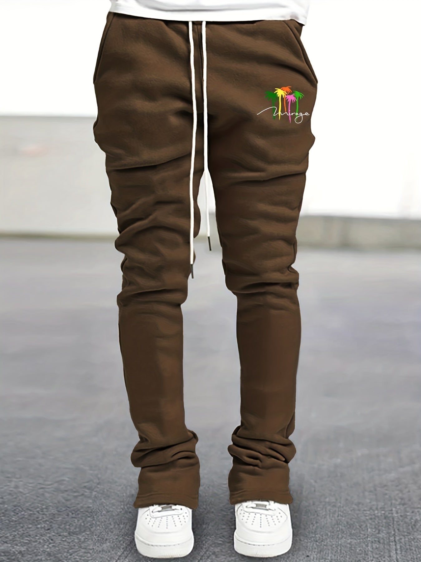 Coconut Palm Pattern Flared Trousers Men s Casual Joggers