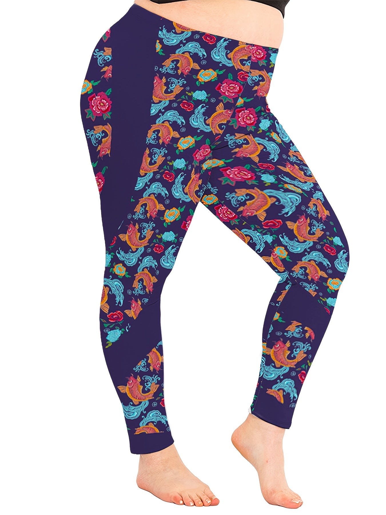  Fish Print High Waisted Yoga Leggings
