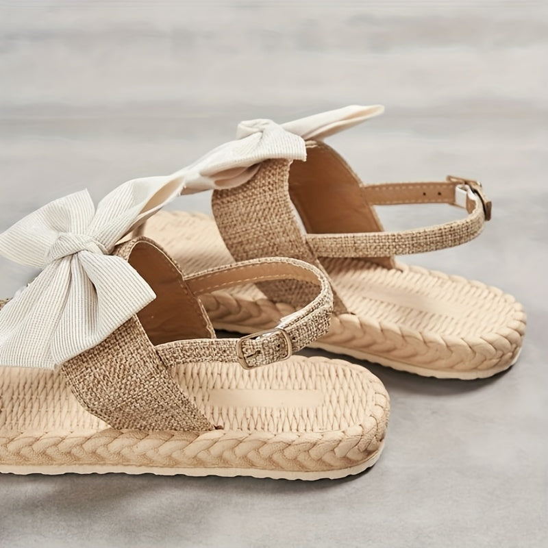 Women's Bow Decor Braided Detail Summer Flip Flops