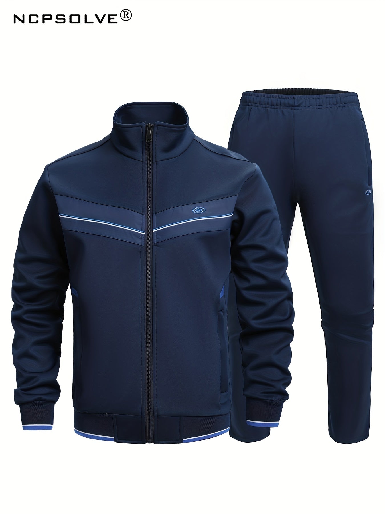 Men's Striped Sports Suit with Jacket & Stretch Pants