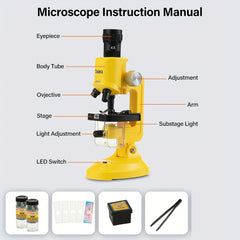 BEST Kids' Educational Microscope 1200x Magnification Fiber Spectrums Specimen B