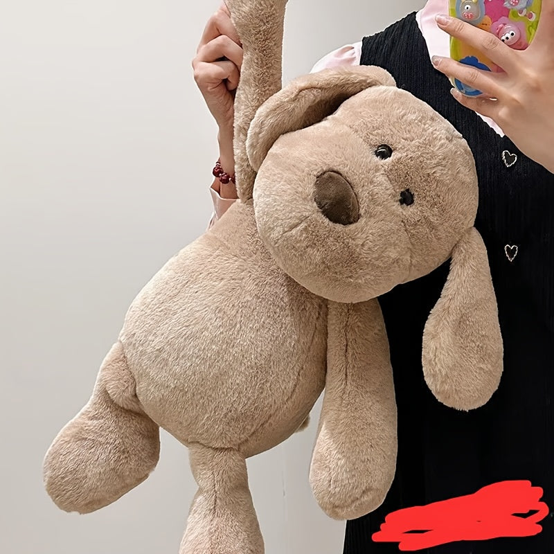 Cuddly Plush Puppy Doll with Fluffy Soft Fur, Beige & Brown