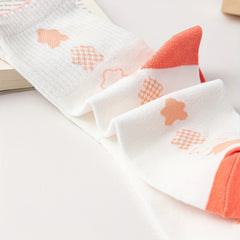 3 Pairs Floral & Letter Print Socks All Match Women's Stockings