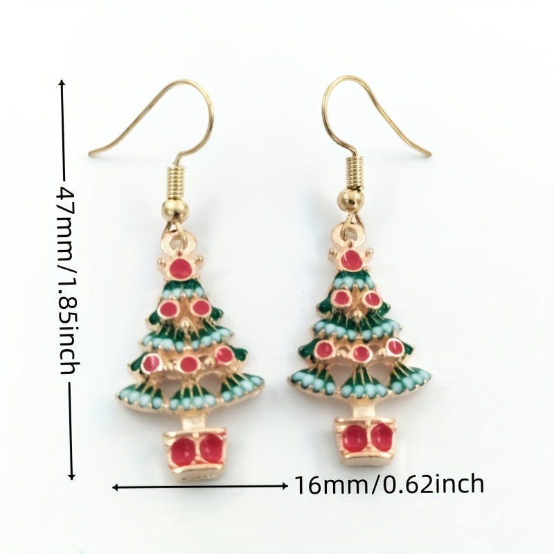 Christmas Tree Pendant Earrings for Holiday Sparkle