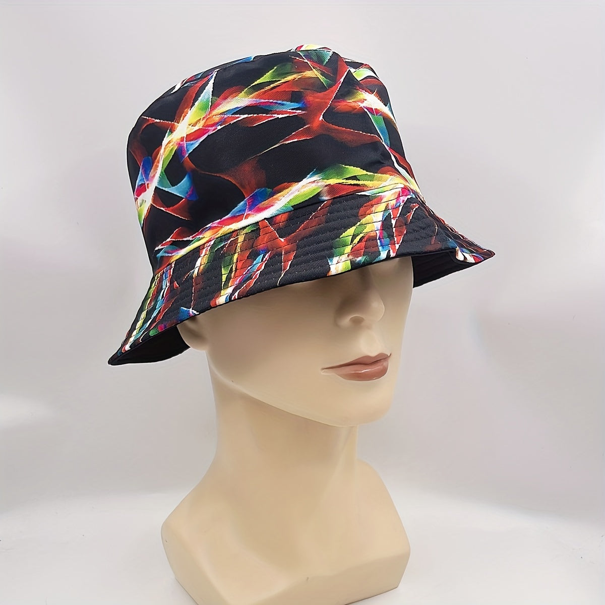 Colorful Aurora Print Bucket Hat Cotton Reversible Basin Hat