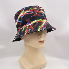 Colorful Aurora Print Bucket Hat Cotton Reversible Basin Hat