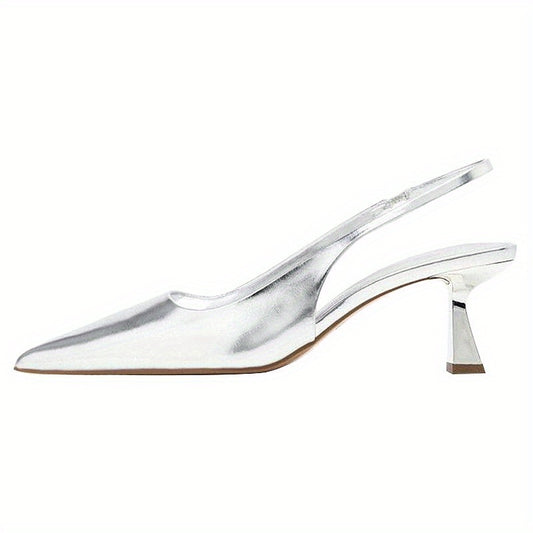 Solid Stiletto Heels Point Toe Slingback Pumps