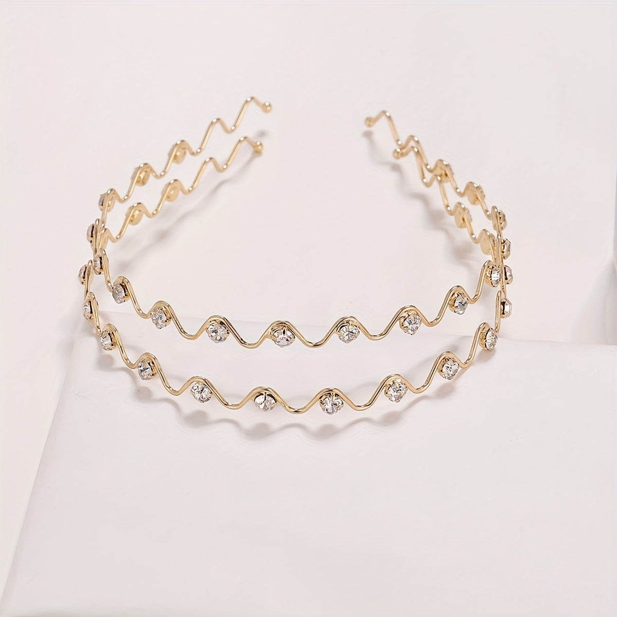 Wavy Rhinestone Head Hoop Hair Accessories for Women Girls