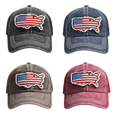 American Map Baseball Cap Embroidered With Curved Brim Flag Cap