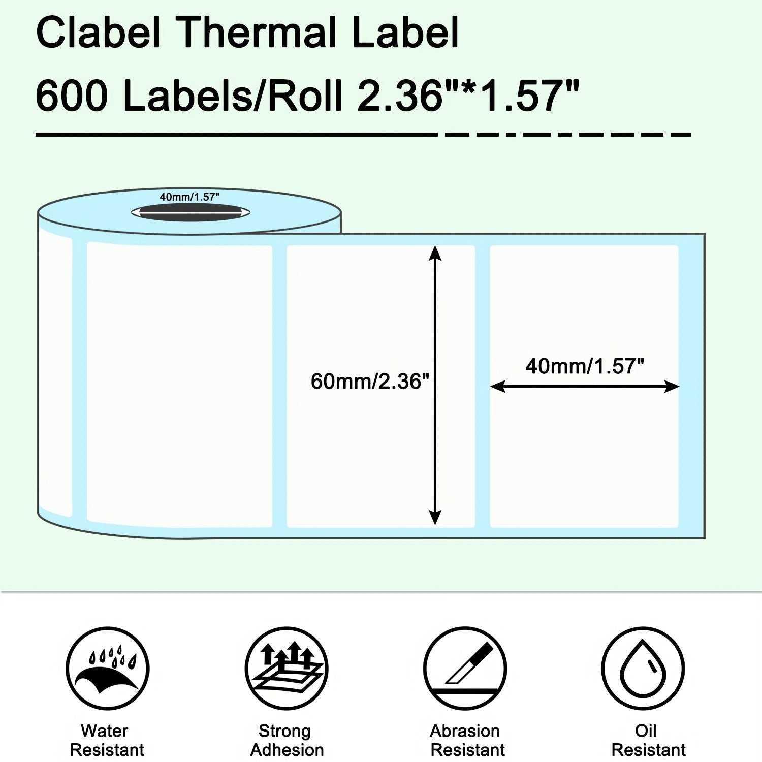 600 Waterproof Thermal Sticker Labels 36''x1.57'' for Business