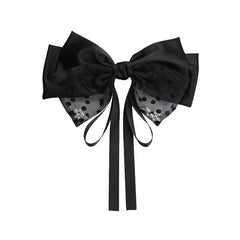 Pearl Bow Hair Clip with Long Ribbon