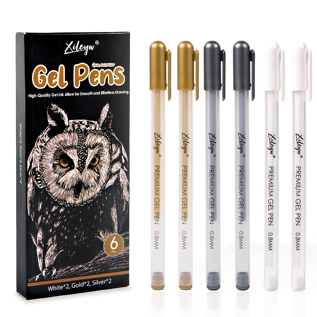 3 Gel Pen Set Silver Nibs 0.8mm & 1mm Drawing Sketching Illustrating