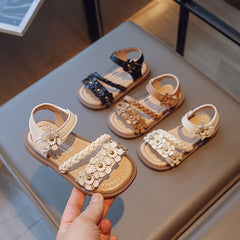 Flower Decor Open Toe Sandals For Girls