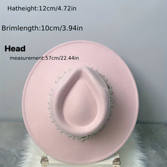 Pink Lace Flower Fedora Felt Hat for Women