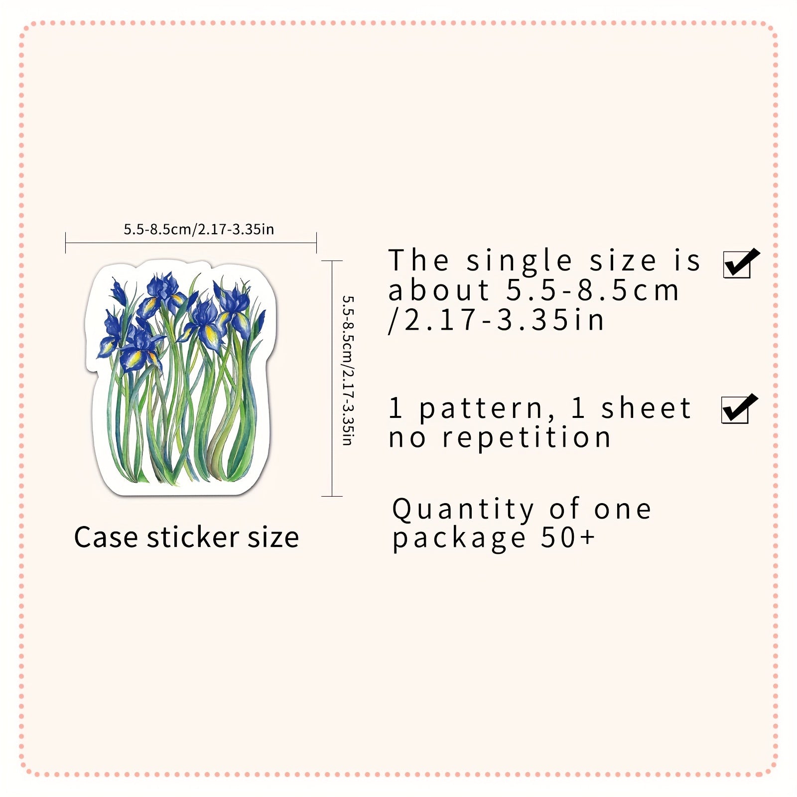 50pcs Flowers Pattern Waterproof Stickers Water Bottles Laptop Scrapbook Luggage