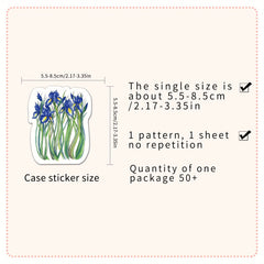 50pcs Flowers Pattern Waterproof Stickers Water Bottles Laptop Scrapbook Luggage