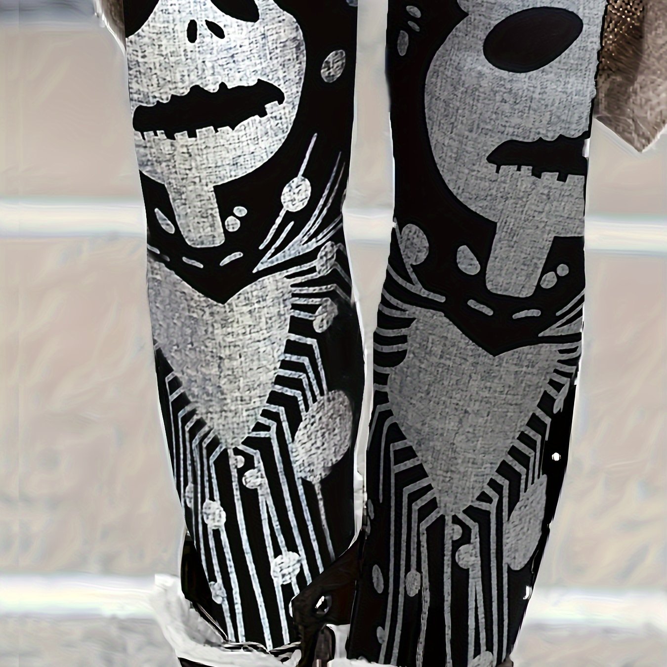  Halloween Goth Leggings Women's Plus Skull Print Leggings