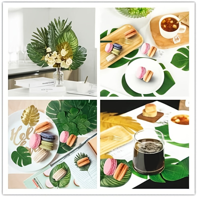 72pcs Artificial Tropical Palm Leaves Monstera Leaves Safari Jungle Leaf
