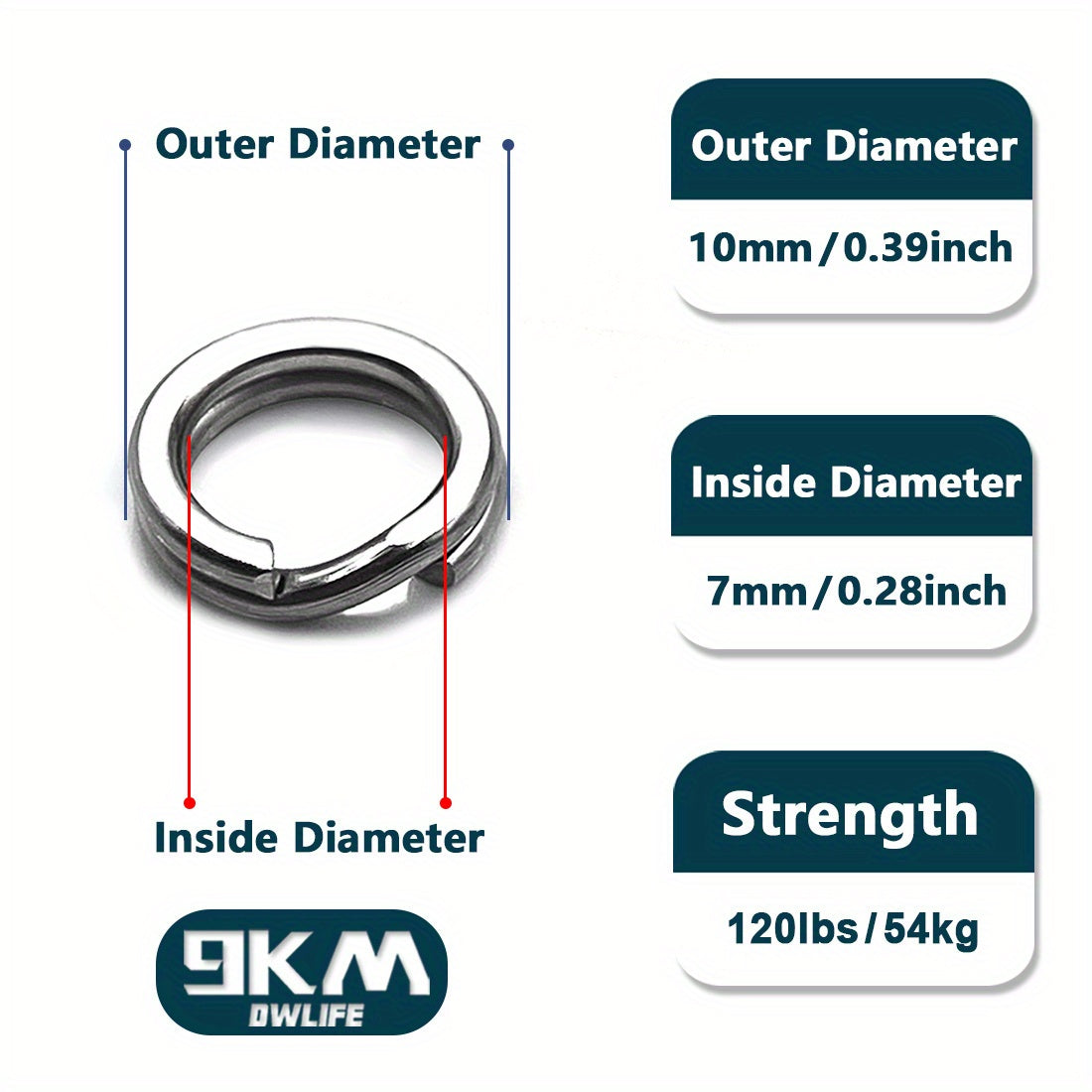 Stainless Steel Split Rings for Fishing 15LB-320LB