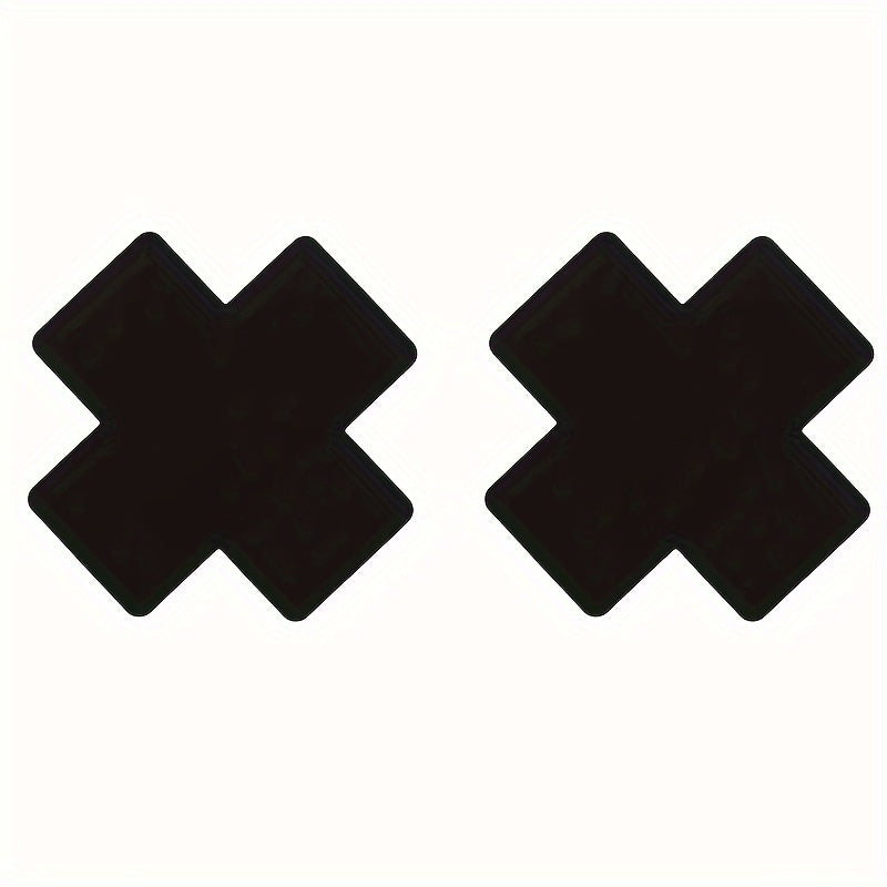 2pcs Women's Cross Shaped Nipple Covers Strapless Satin Chest Stickers