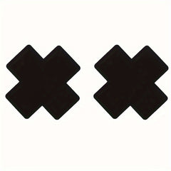 2pcs Women's Cross Shaped Nipple Covers Strapless Satin Chest Stickers