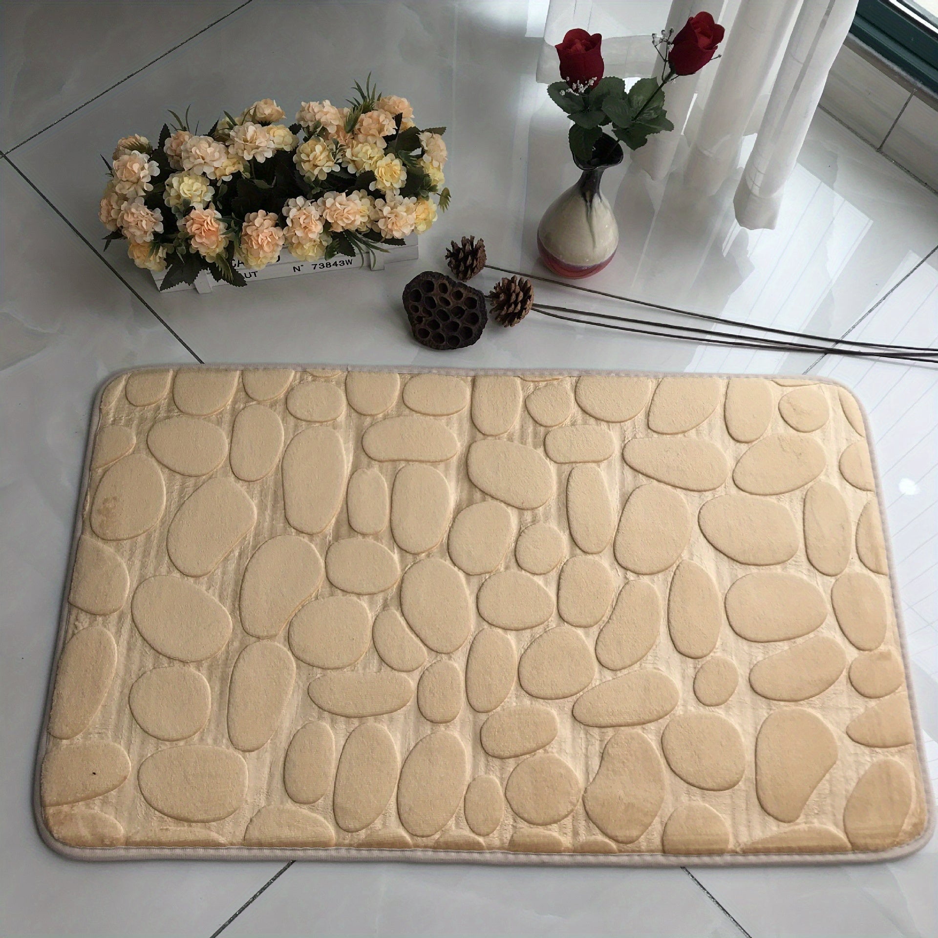 Soft Non Slip Cobblestone Embossed Bath Mat