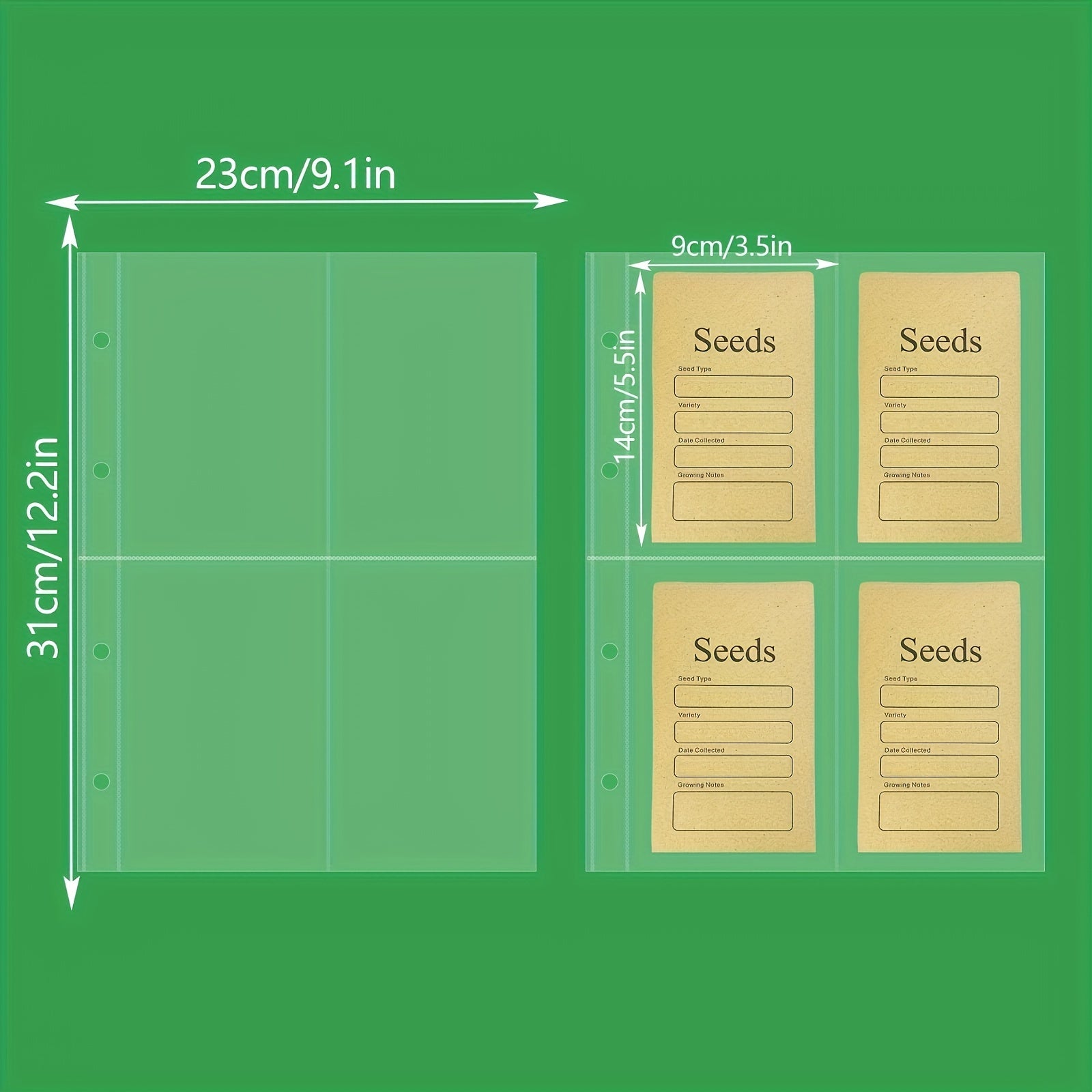 Garden Seed Organization Binder with 10 Self-Sealing Seed Envelopes
