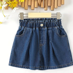 Girls Flower Bouquet Shaped Denim Shorts