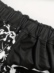 Skull Print Elastic Waist Jogger Pants Casual Loose Pants