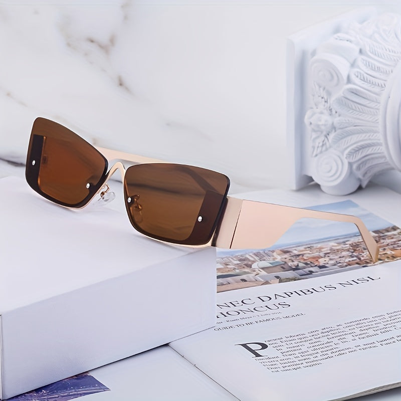 Y2K Semi Rimless Sunglasses Metal Glasses UV400