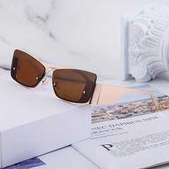 Y2K Semi Rimless Sunglasses Metal Glasses UV400