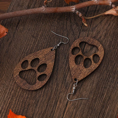 Wood Footprints Earrings Dangle Lightweight Women Girls
