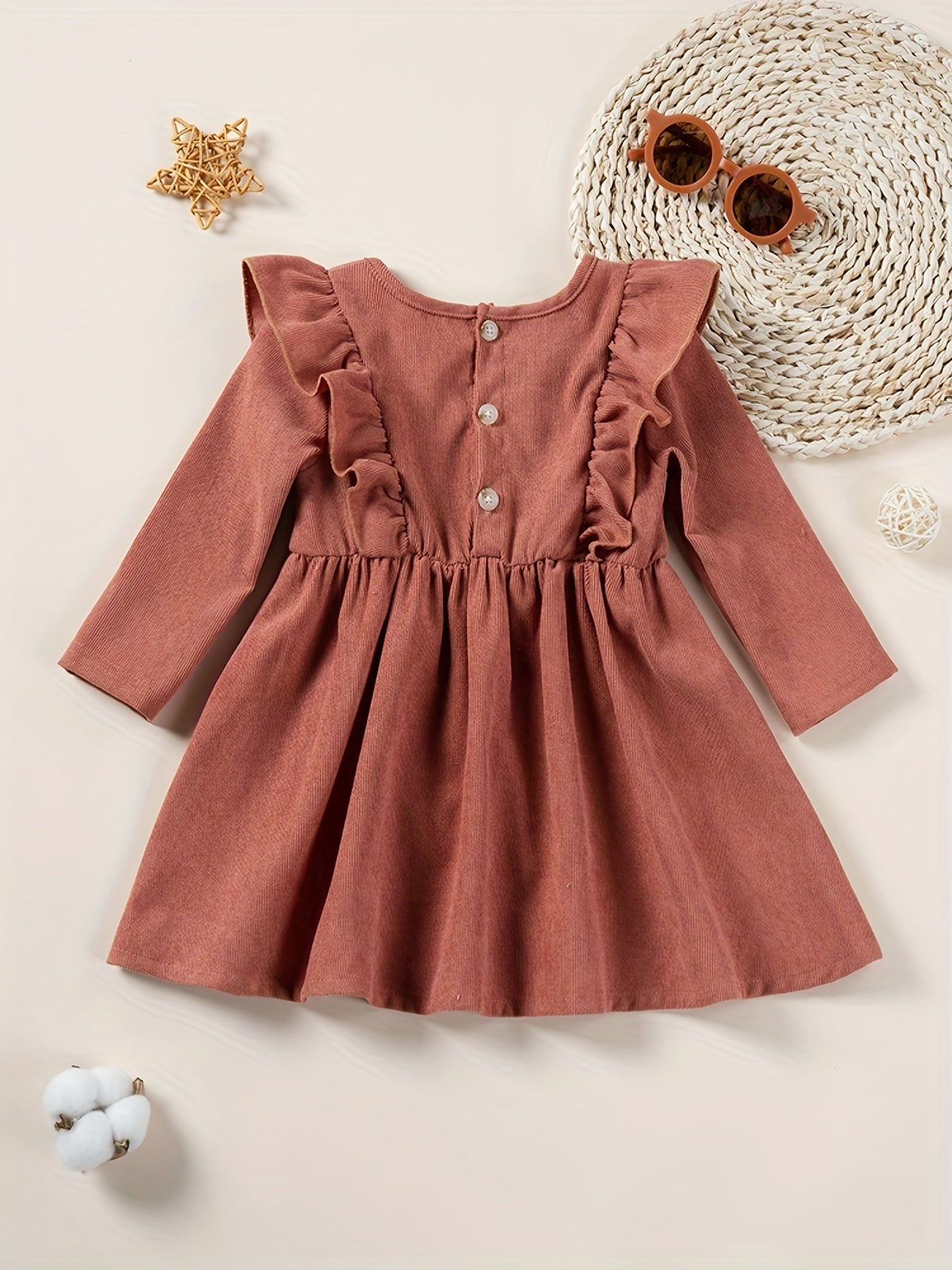 Baby Girls Ruffle Sleeve Princess Dresses Spring Autumn 1-5Y