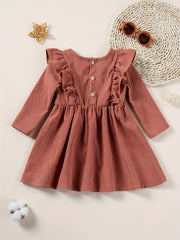 Baby Girls Ruffle Sleeve Princess Dresses Spring Autumn 1-5Y