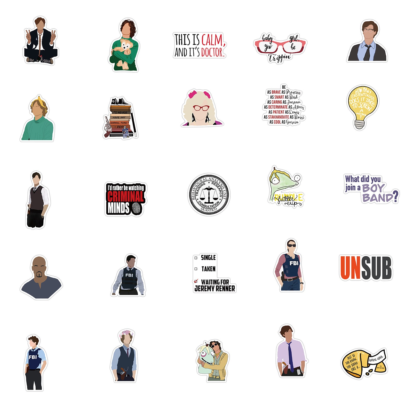 50pcs Drama Doodle Laptop Stickers Waterproof for Travel Case Skateboard