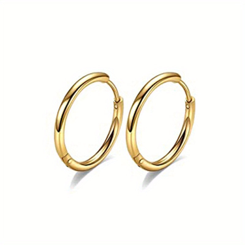 Boho Minimalist Hoop Earrings Stainless Steel 18K Plated Gift