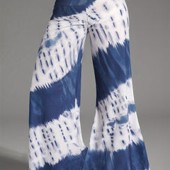 Women's Plus Tie Dye Tummy Control Flare Leg Pants