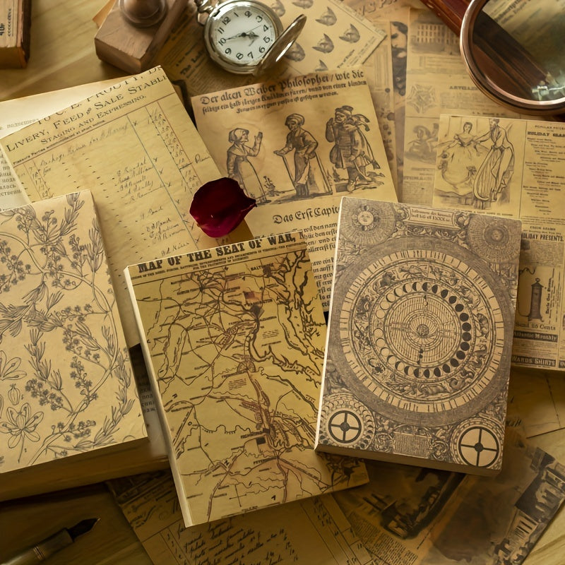 100pcs Vintage Stationery Paper for DIY Scrapbooking Creative Planning