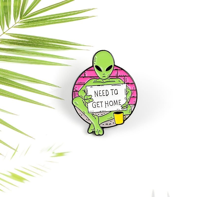 Funny Alien E T Enamel Pin Set - Cartoon Green Alien Print - Anime Pins Gift