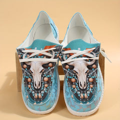 Women's Bull Head Print Low Top Walking Shoes Lightweight Casual Travel Shoes