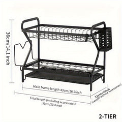 Multifunctional Double layer Bowl Dish Chopsticks Storage Rack
